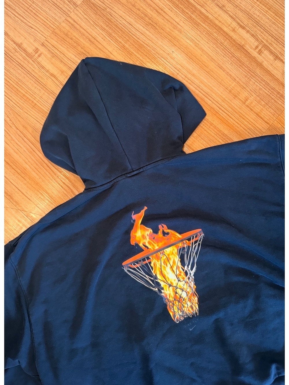 Nike Dri-FIT Hoodie Navy "And I Still Rise" Flaming Hoop Basketball